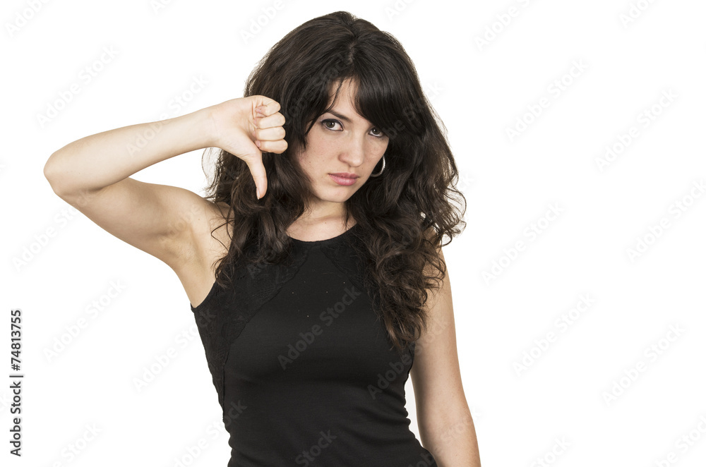beautiful young brunette woman with black top posing holding beautiful young brunette woman with black top posing holding