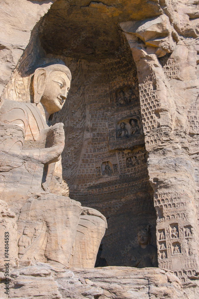stone Buddha sculpture in the cave
