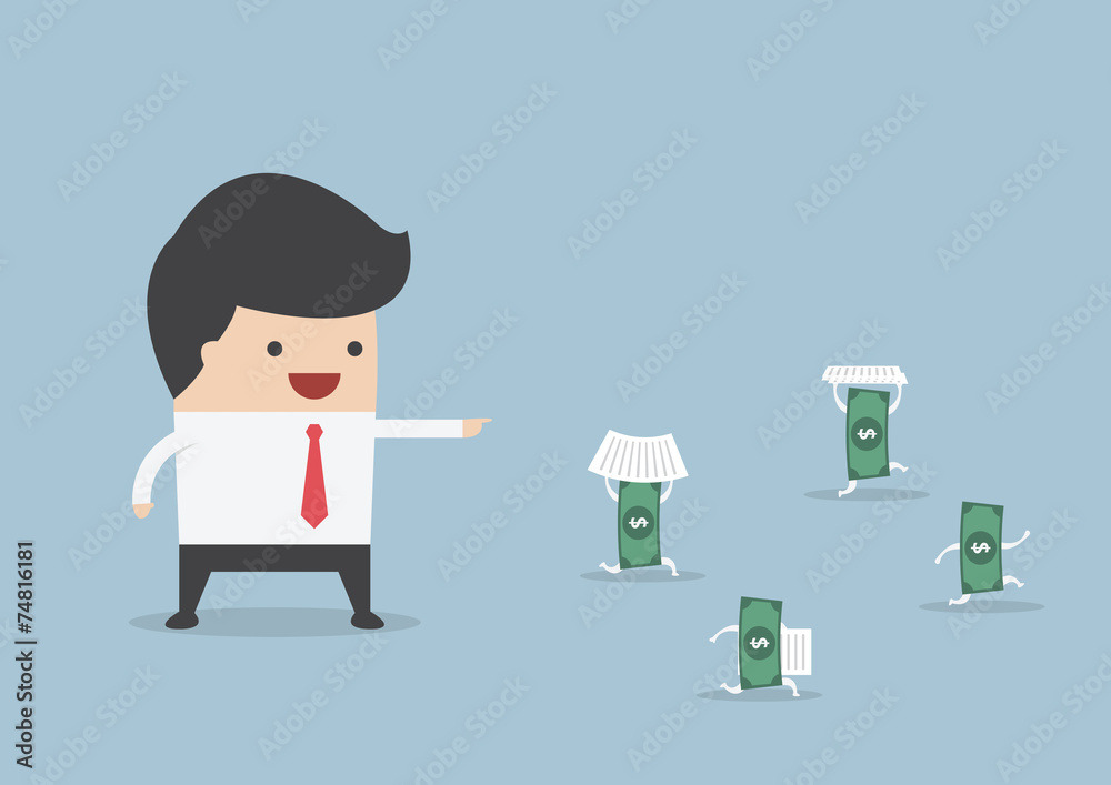 Businessman order money to do work instead him Businessman order money to do work instead him