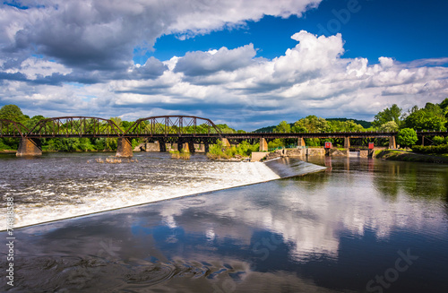 Dam and train bridge over the Delaware River in Easton, Pennsylv