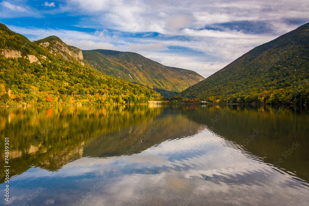 Early fall reflections at  Echo Lake, in Franconia Notch State P
