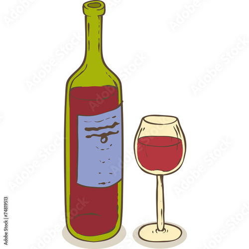 Bottle Of Red Wine and Wineglass
