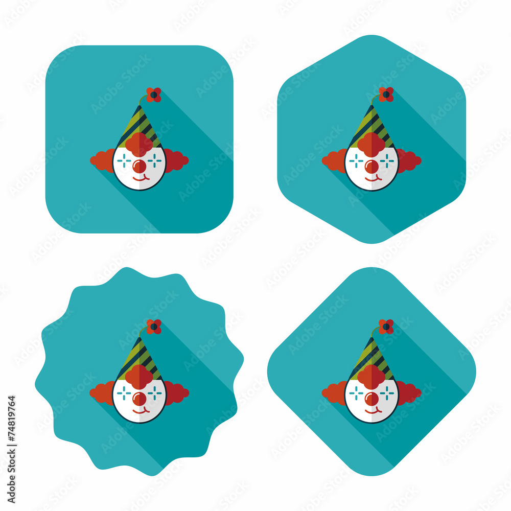 Fototapeta premium Clown flat icon with long shadow,eps10