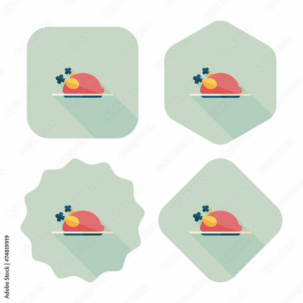 chicken food flat icon with long shadow,eps10