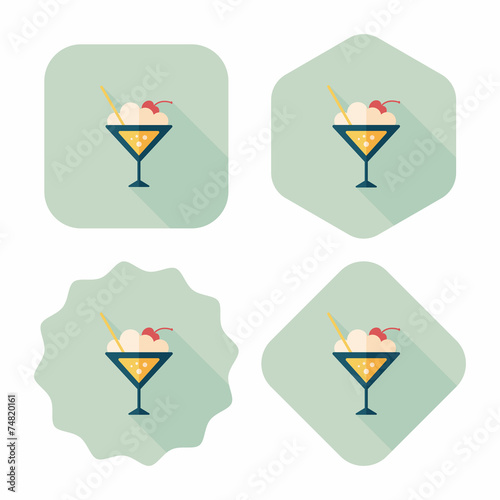 cocktail flat icon with long shadow