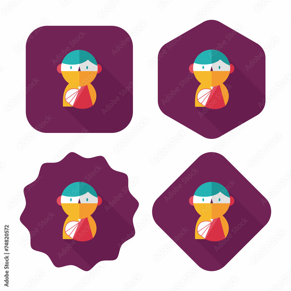 Female patient flat icon with long shadow Female patient flat icon with long shadow