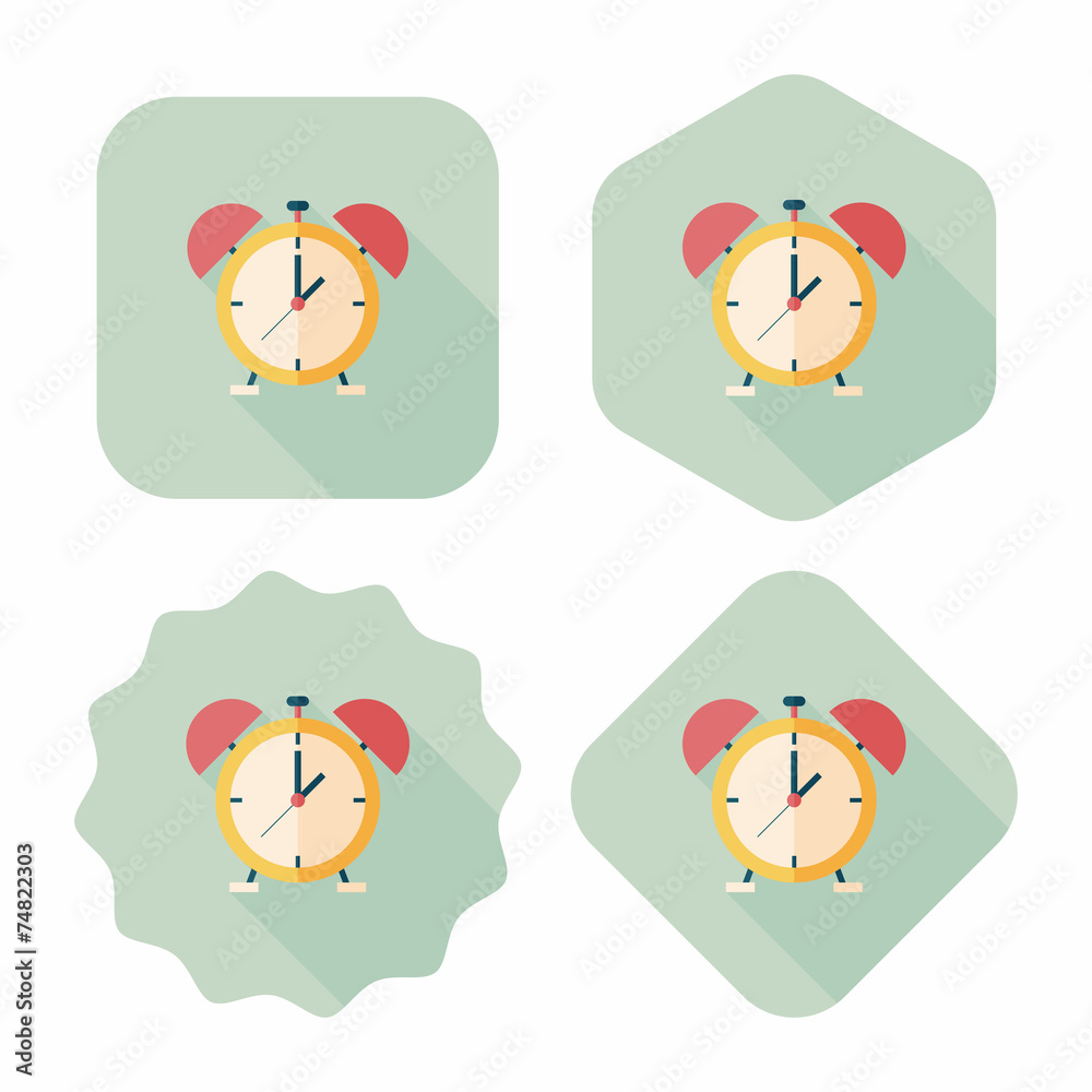 alarm clock flat icon with long shadow,eps10