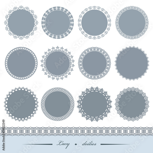Lacy doilies big set isolated on white.