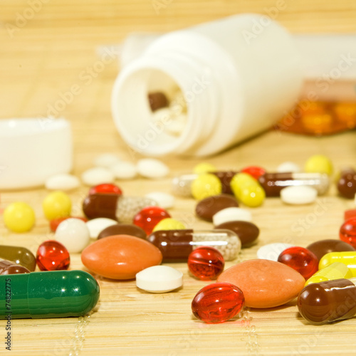 different pills on a table closeup