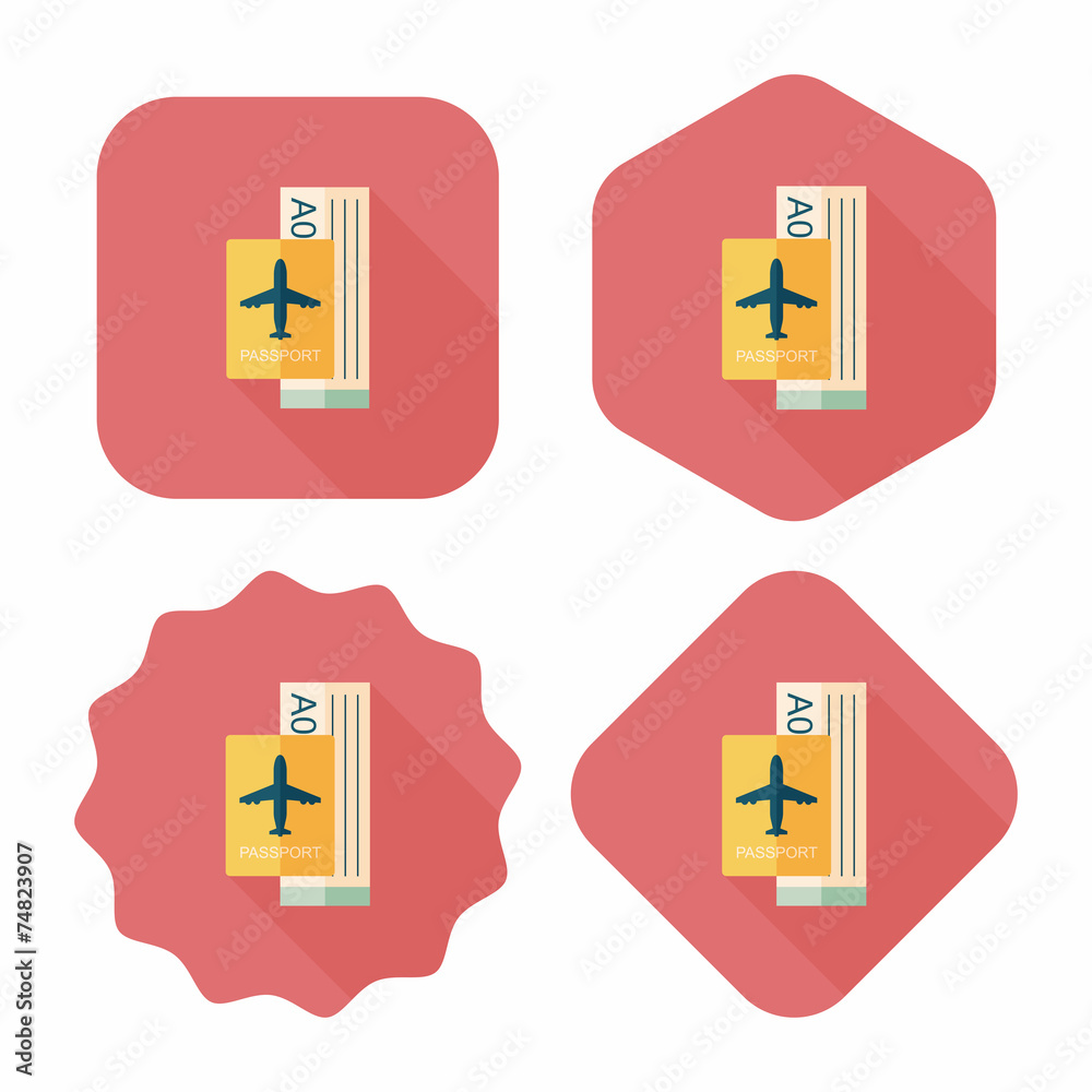 Air ticket flat icon with long shadow,eps10 Air ticket flat icon with long shadow,eps10
