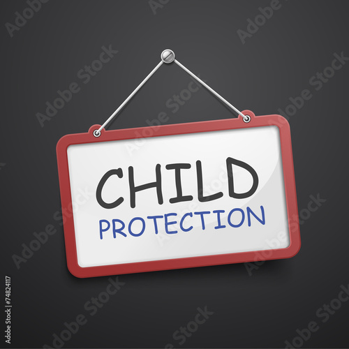 child protection hanging sign