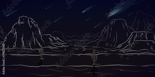 Comet west landscape black and white