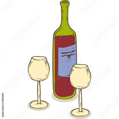 Bottle Of Red Wine and Wineglasses