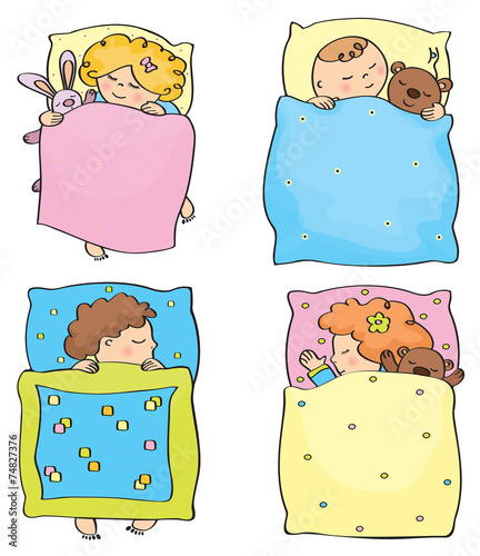 Vector sleeping kids.