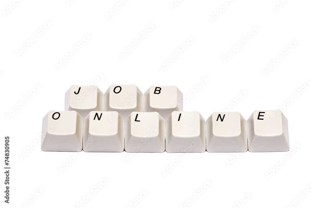 Words job online from computer keyboard buttons isolated Words job online from computer keyboard buttons isolated