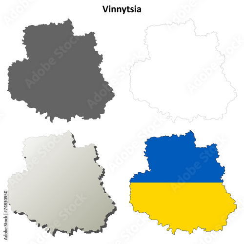 Vinnytsia blank outline map set