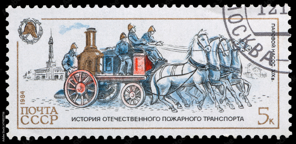 Fototapeta premium History firefighter transport