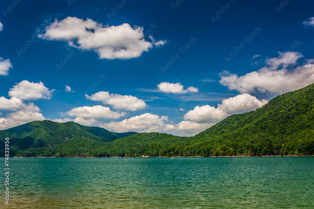 Mountains along the shore of Watauga Lake, in Cherokee National