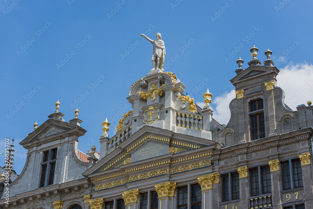 Guildhalls on the Grand Place of Brussels in Belgium.