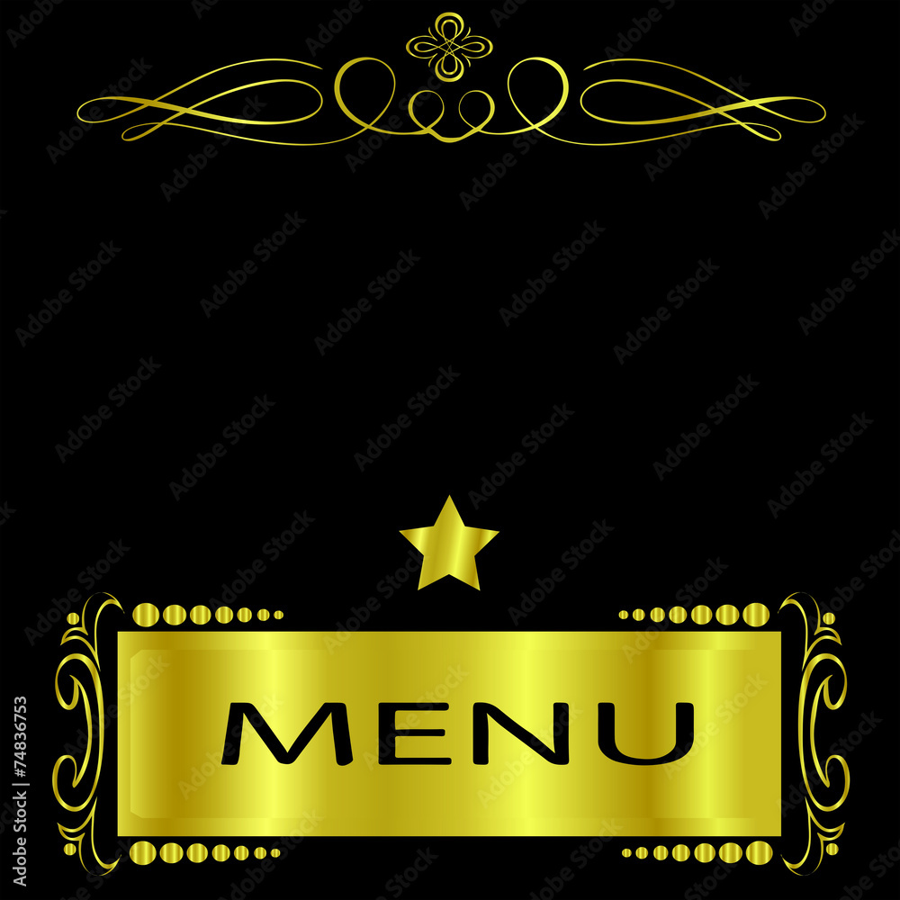 Black and Gold Menu Cover for a Elegant Restaurant Stock Vector | Adobe