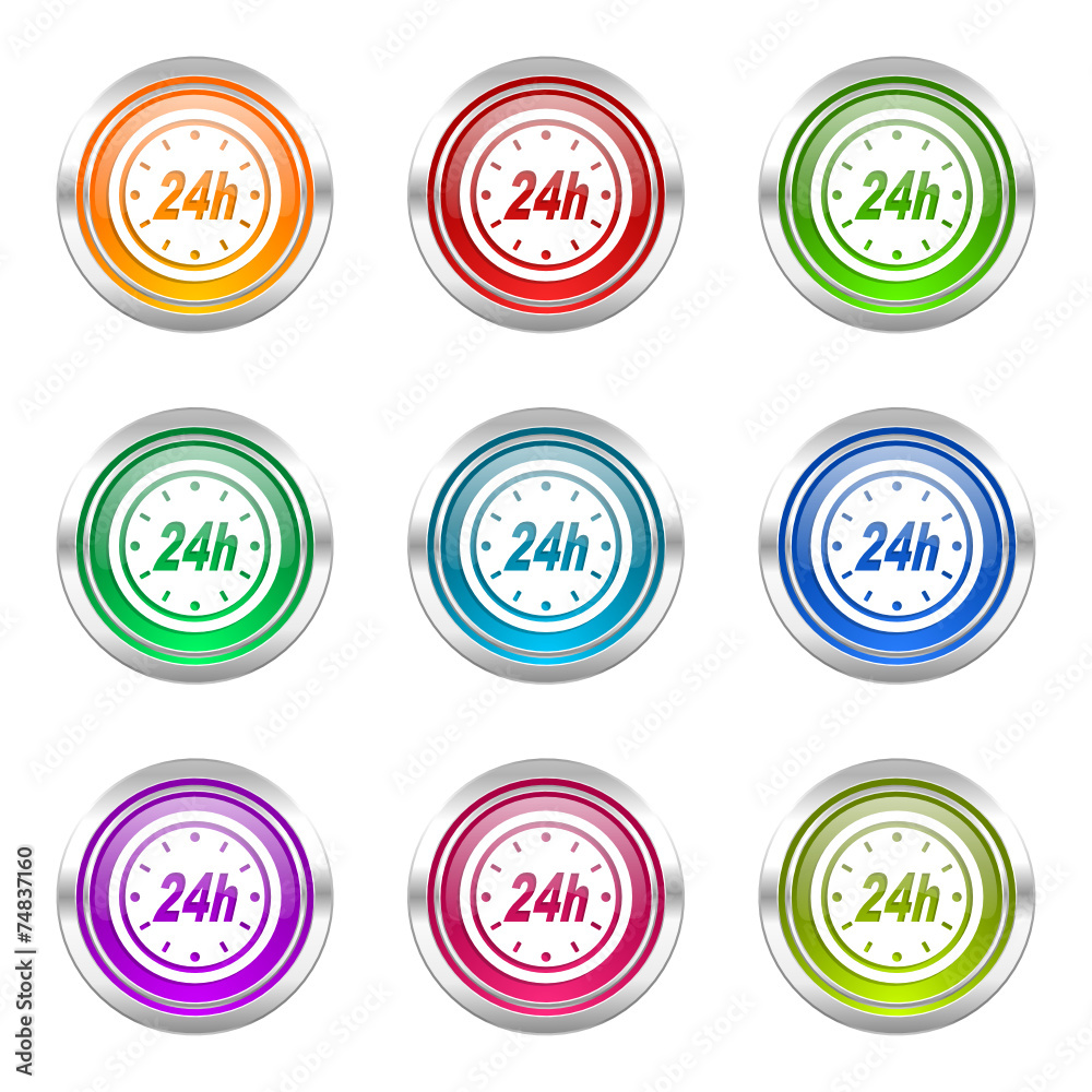 24h colorful vector icons set