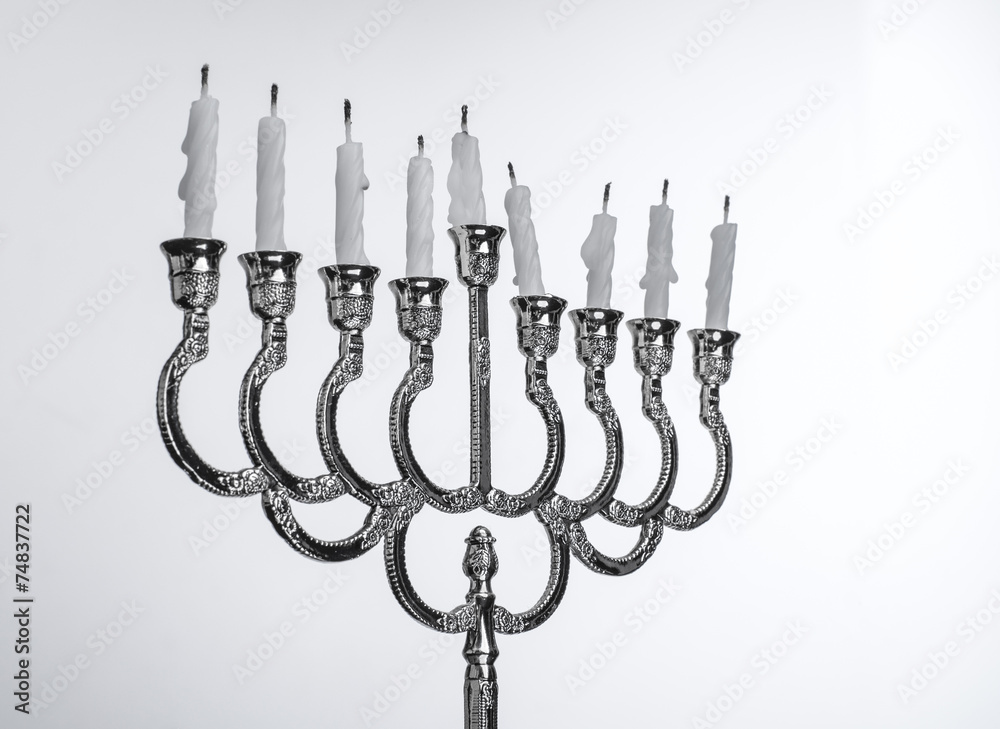 Extinct candles on the menorah. End of holiday Hanukkah Extinct candles on the menorah. End of holiday Hanukkah
