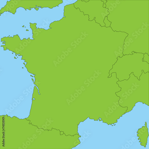 Frankreich mit Grenzen in grün