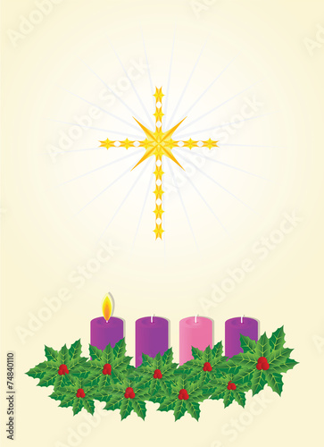 advent candles on golden bg