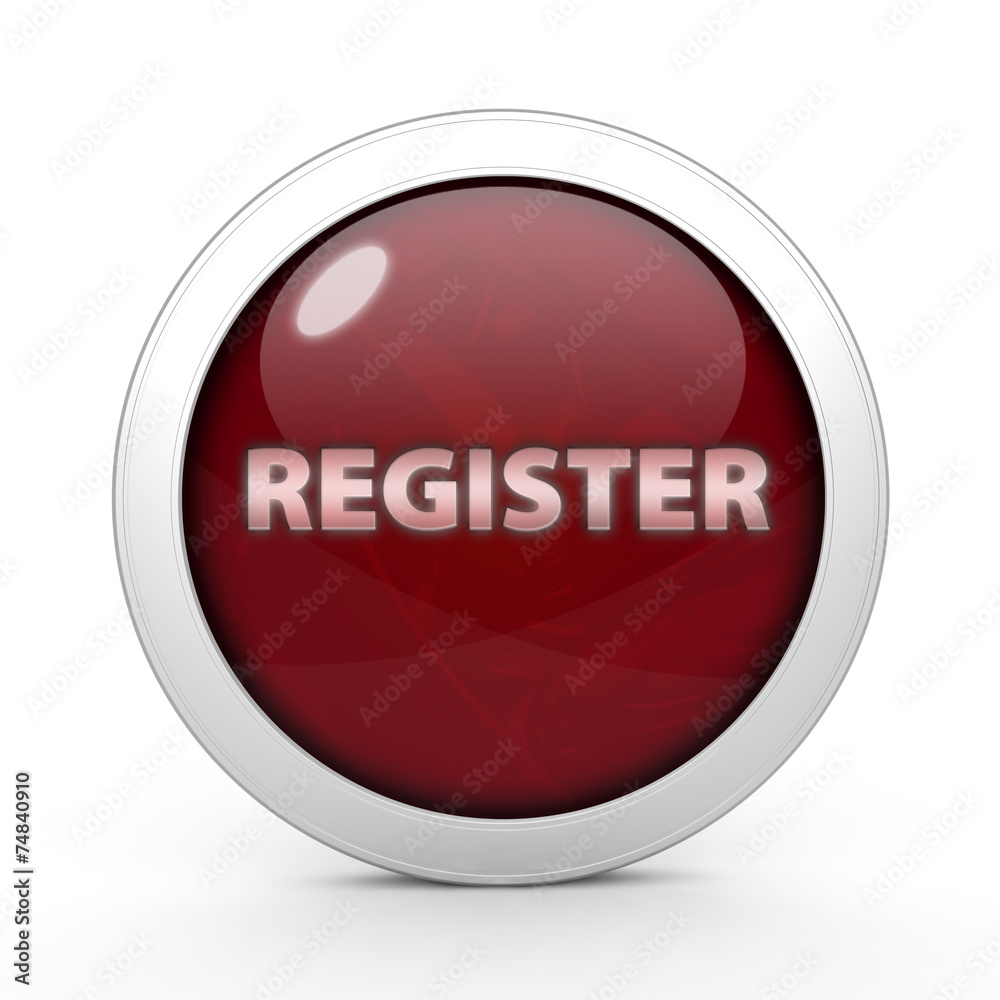 register circular button on white background register circular button on white background