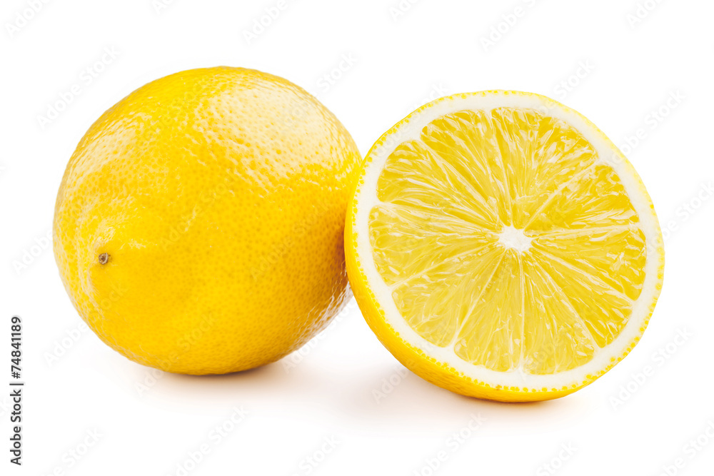 Lemon and cut half slice isolated Lemon and cut half slice isolated
