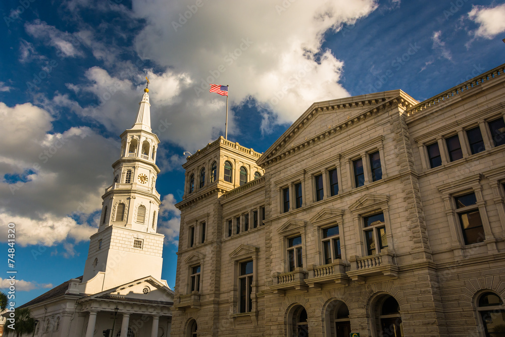 Saint Michael's Church and the Post Office in Charleston, South