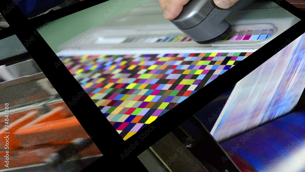 Video wall background of printing plant production process