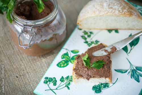 homemade liver pate with bread