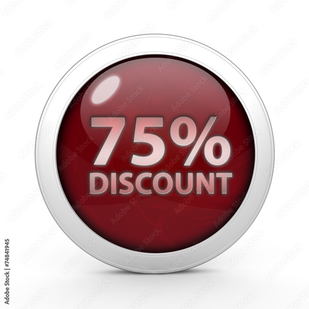 Discount 75 circular icon on white background Discount 75 circular icon on white background