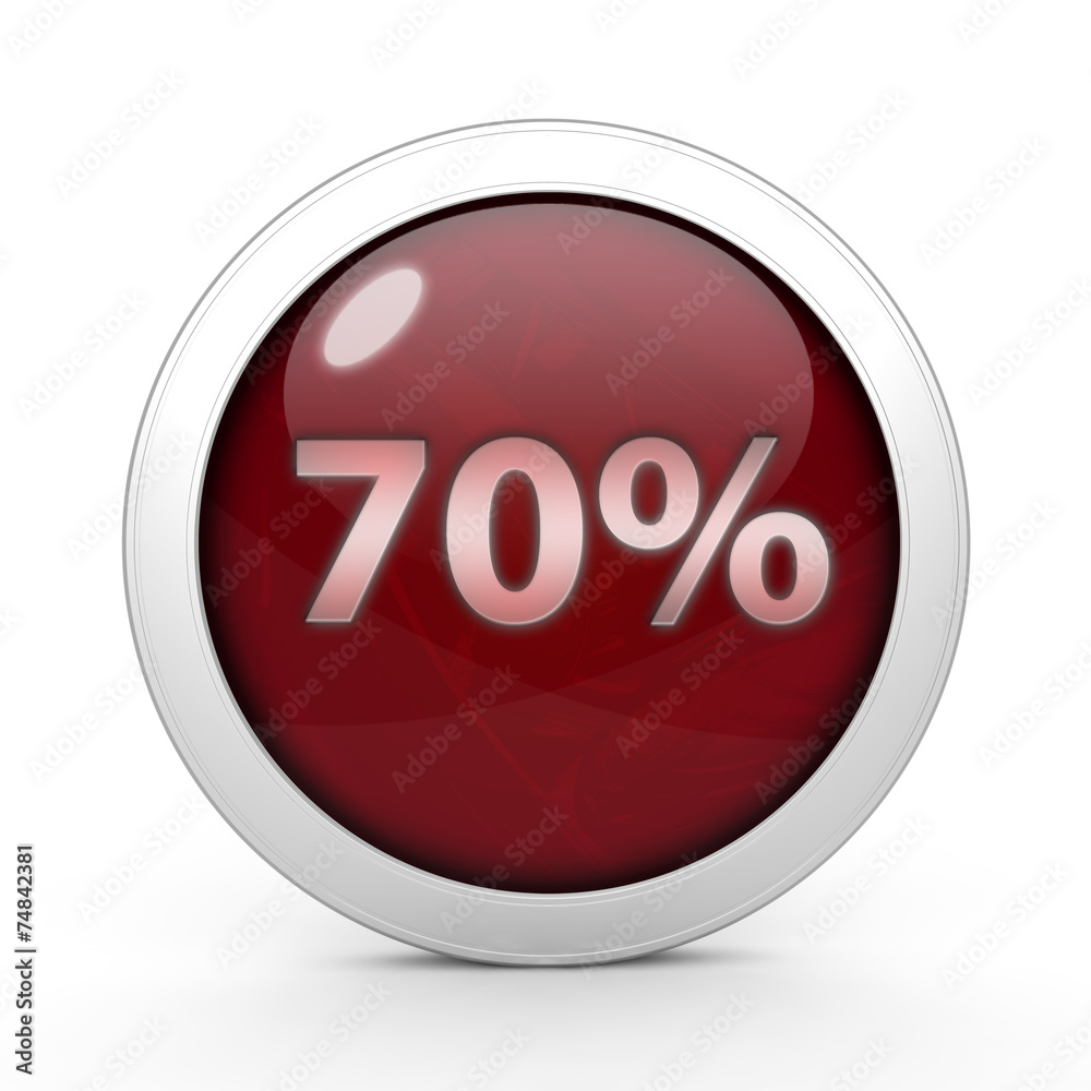 Seventy percent circular icon on white background Seventy percent circular icon on white background