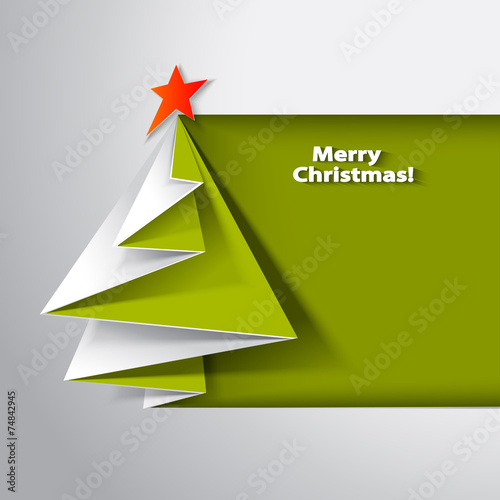 Christmas tree card. Vector origami