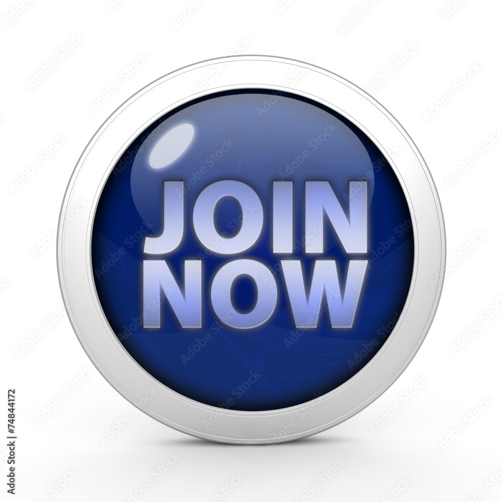 Join now circular icon on white background Join now circular icon on white background