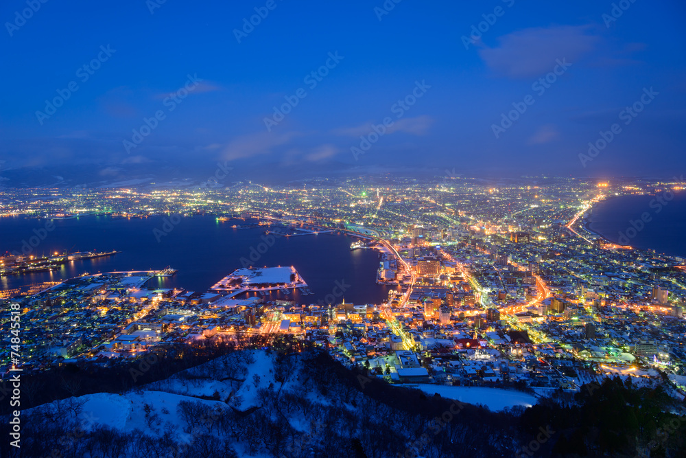 The city of Hakodate in the twilight