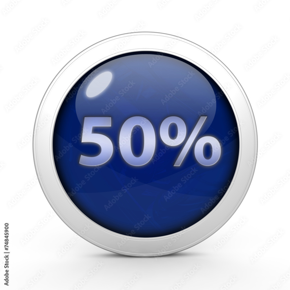 Fivety percent circular icon on white background Fivety percent circular icon on white background