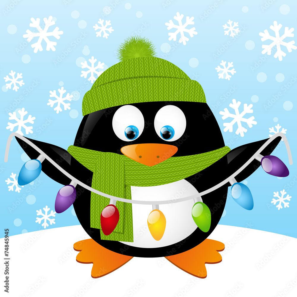 Cute cartoon penguin on winter background Cute cartoon penguin on winter background