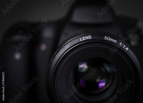 DSLR camera with 50mm lens.