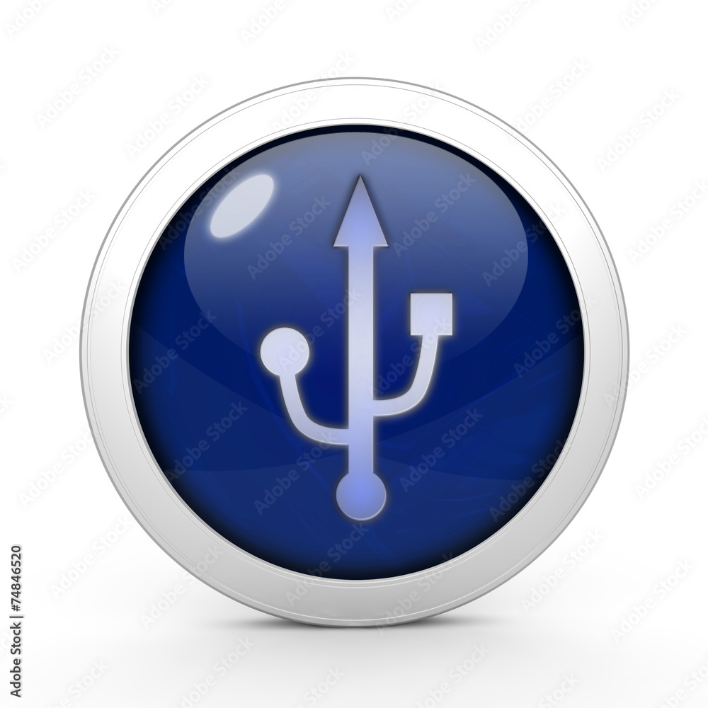 Usb circular icon on white background Usb circular icon on white background