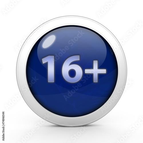 16+ circular icon on white background