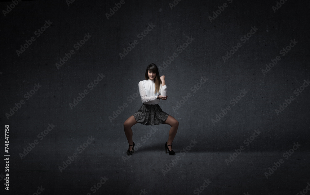 girl pose with martial arts determination