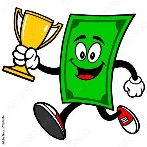 Dollar Running with Trophy
