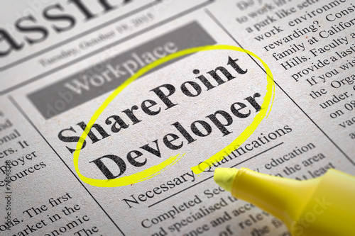 Share Point Developer Vacancy in Newspaper. photo