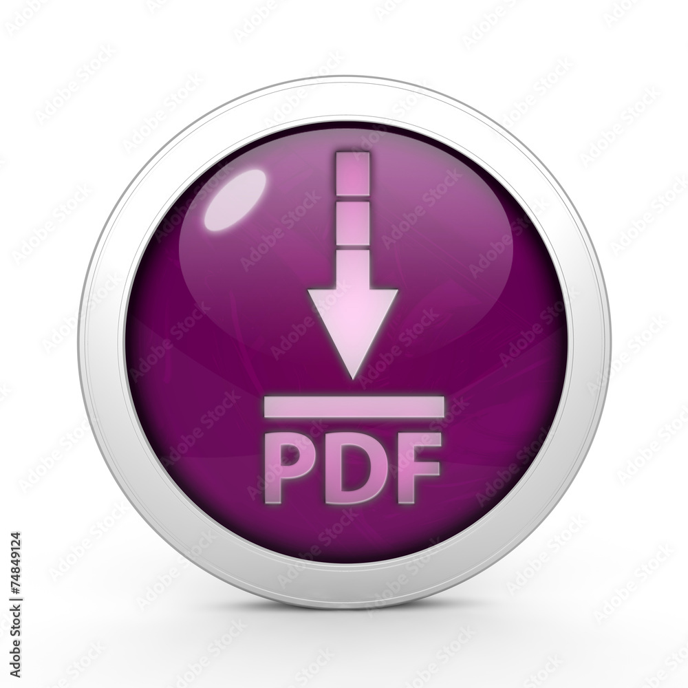 Pdf download circular icon on white background Pdf download circular icon on white background