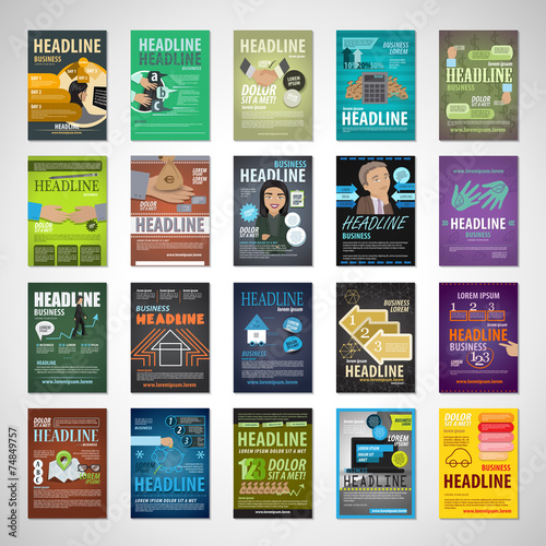 Business Brochure Set. Collection Of Flyer Isolated On Background. Infographic Flyer Template. Vector Illustration Of Business Concept Infographic