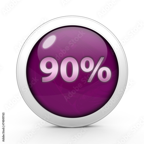 Ninety percent circular icon on white background