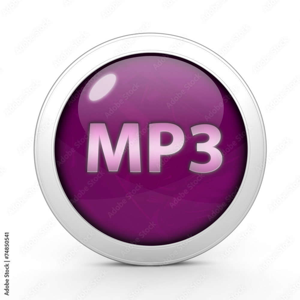 MP3 circular icon on white background MP3 circular icon on white background
